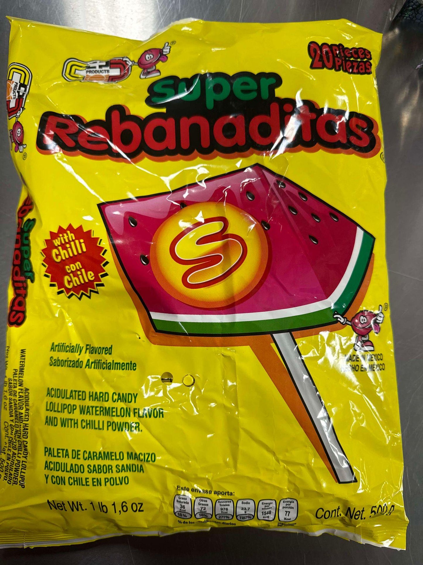 Super Rebanaditas Watermelon Chamoy 20 piece Suckers