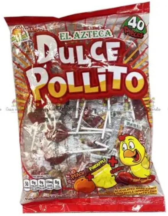 Dulce Pollito Peach, Pineapple & chamoy 40 count suckers