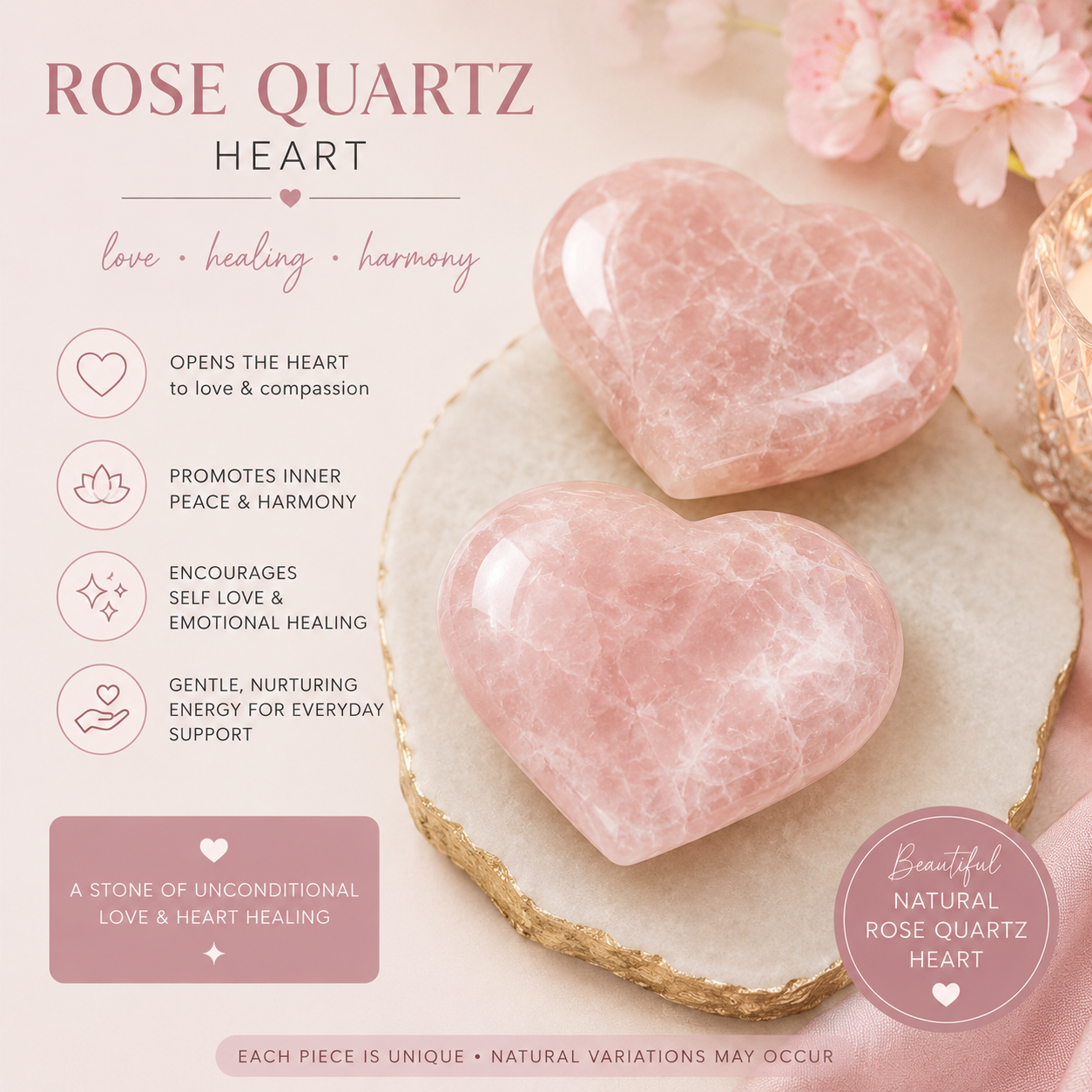 Luxury rose quarts hearts