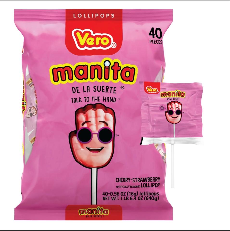 Manita De La Suerte Pink Lollipop Sucker