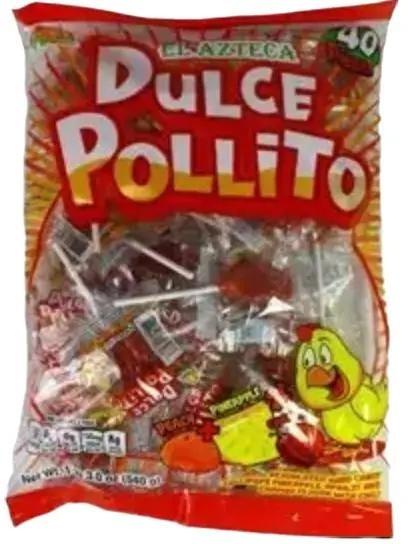 Dulce Pollito Peach, Pineapple & chamoy 40 count suckers