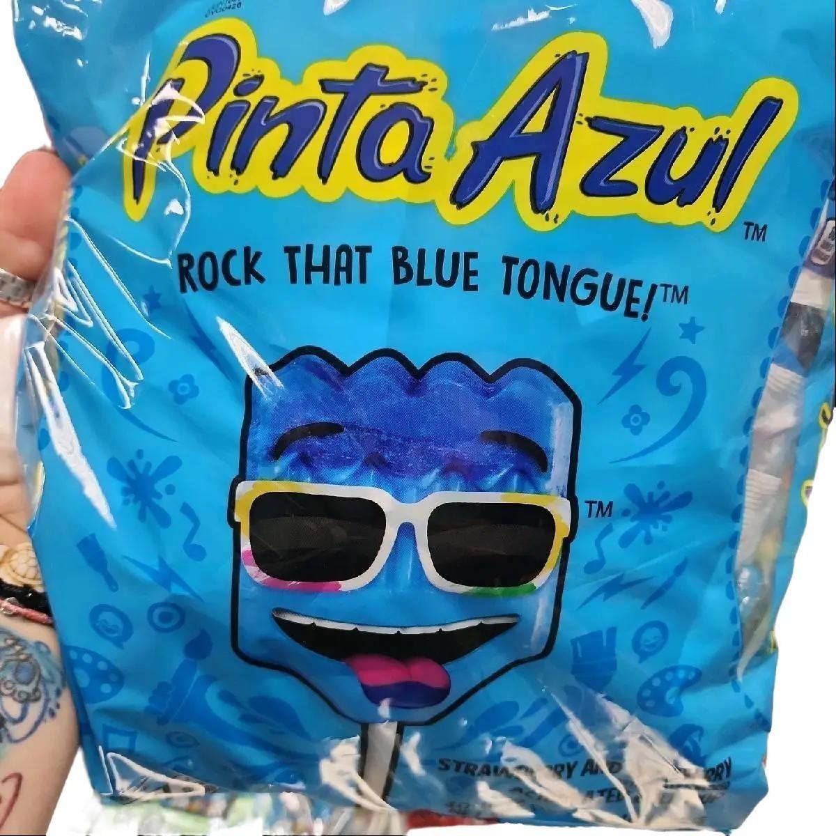 pinta azul blue raspberry lollipops Candy