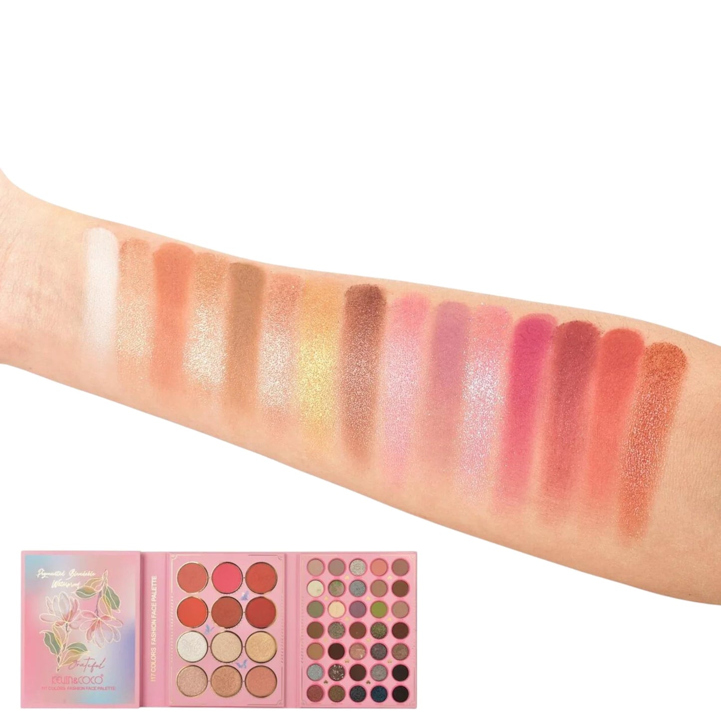 KEVIN & COCO 117-Color Fashion Face Palette – Pink Butterfly Edition