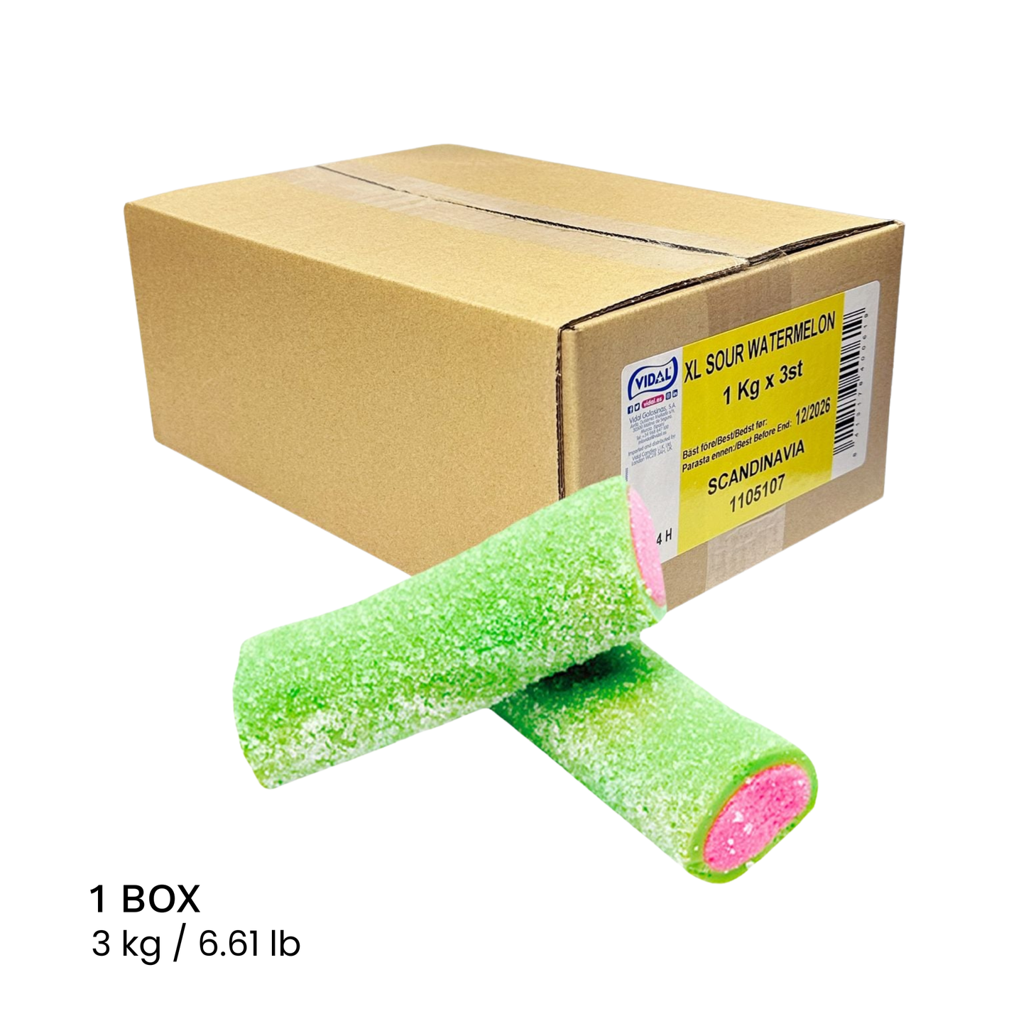 VIDAL Sour Watermelon – Bulk: 18 kg / 39.68 lb – 6 BOXES