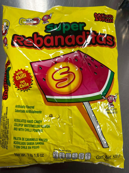 Super Rebanaditas Watermelon Chamoy 20 piece Suckers