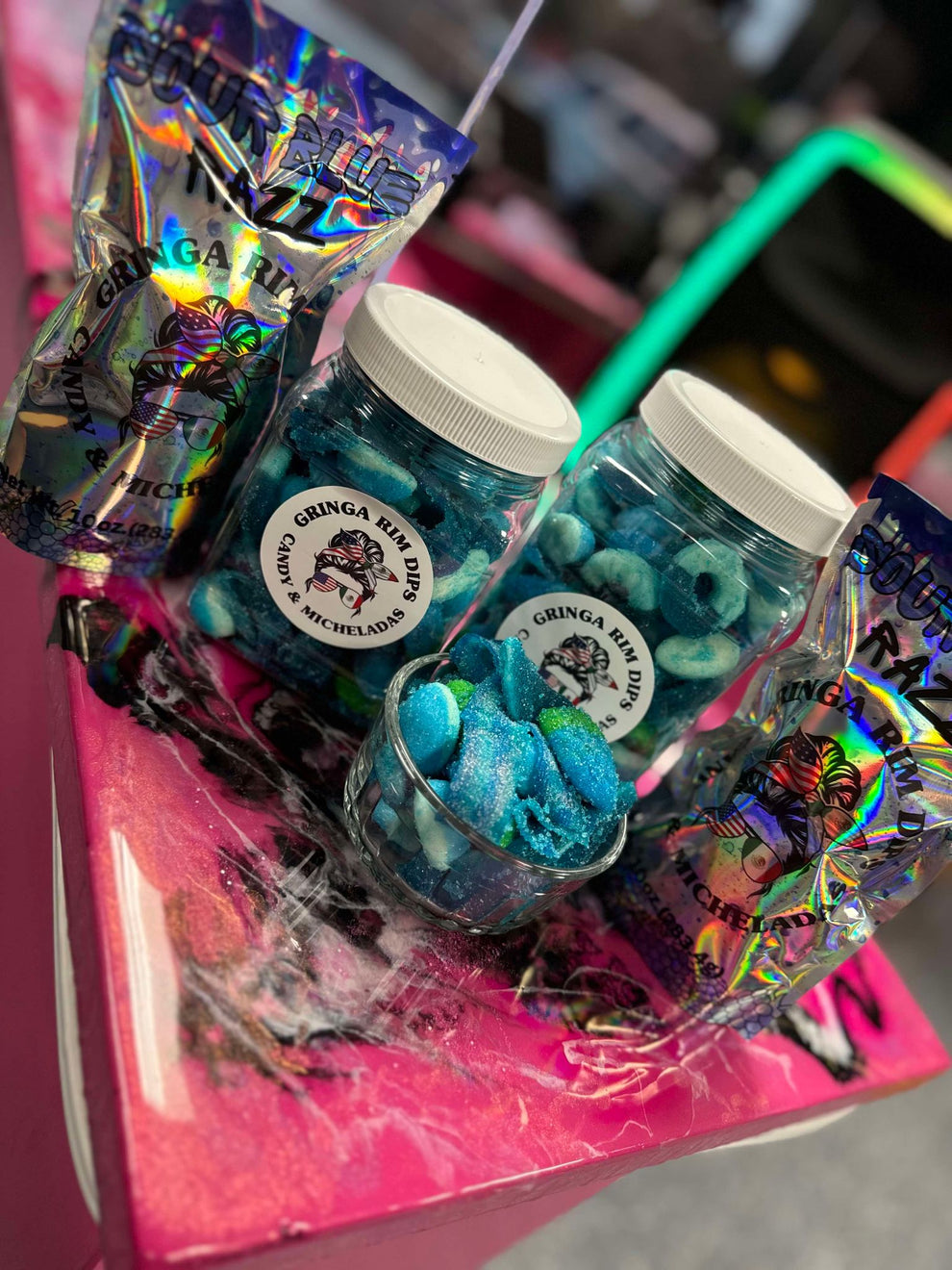 Sour Blue Raz Gummy Mix – Gringas Rim Dips LLC