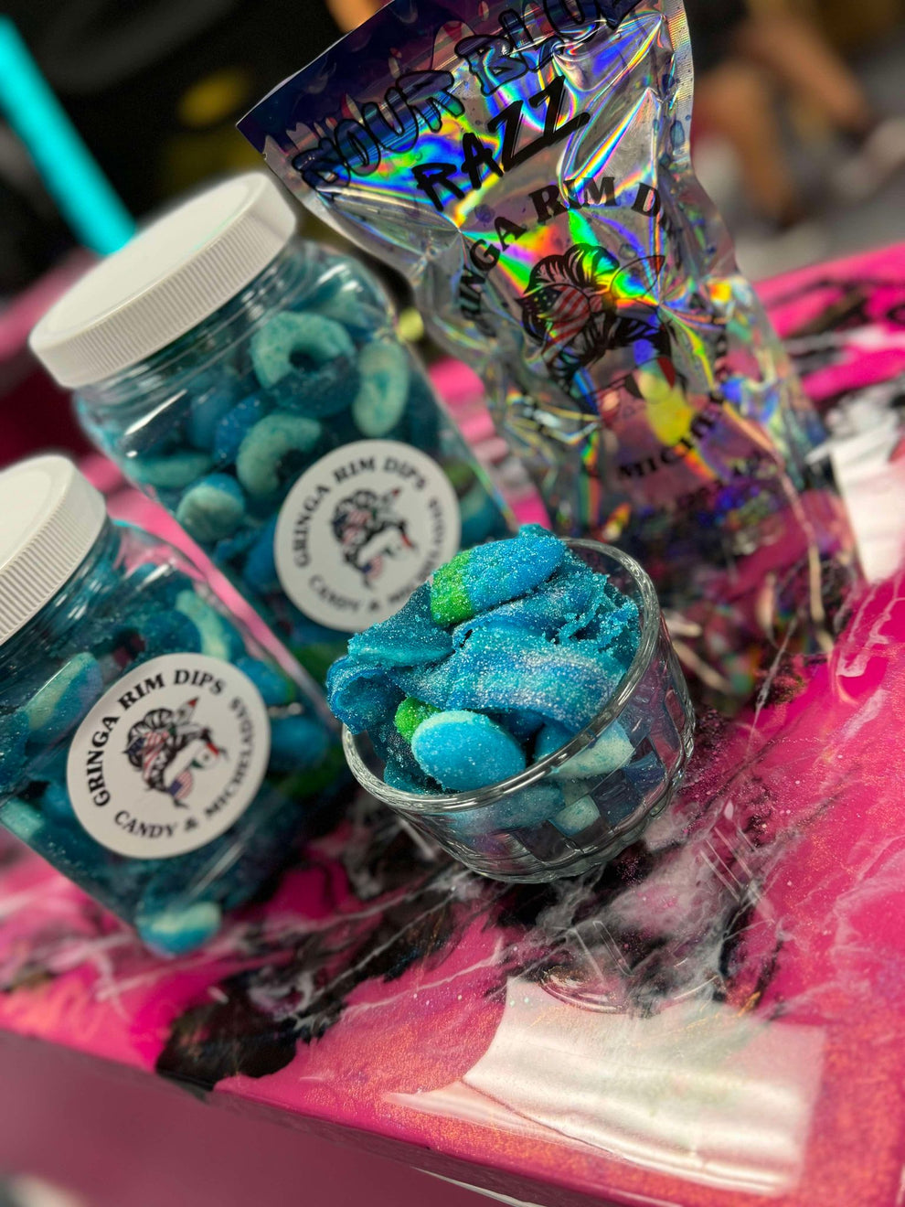 Sour Blue Raz Gummy Mix – Gringas Rim Dips LLC