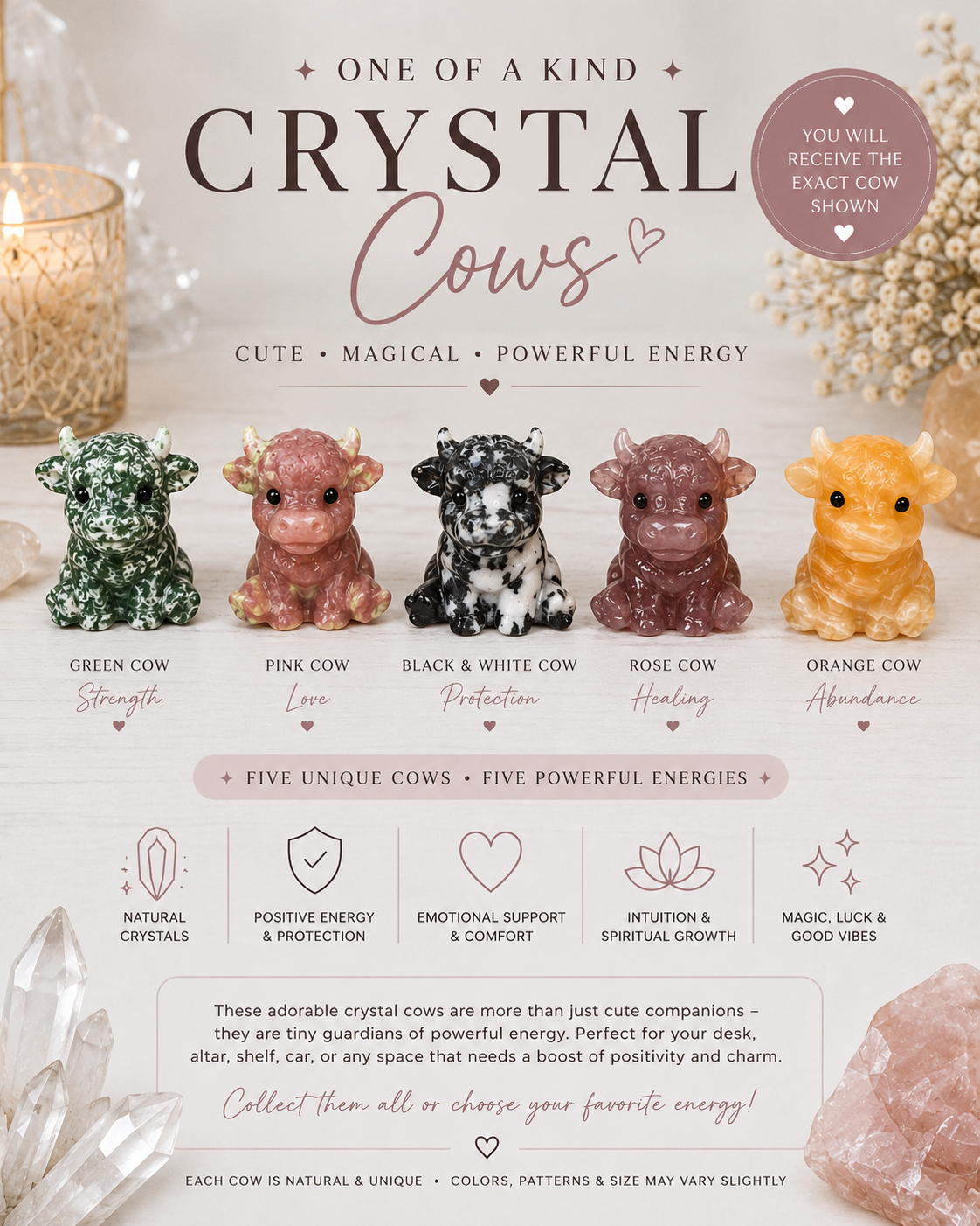 Mini crystal cows