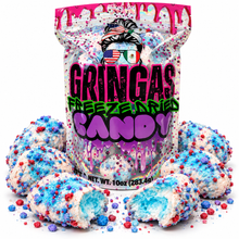 Freeze dried cotton candy taffy poppers with cotton candy glaze and crunchies