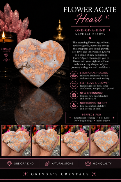 Flower agate heart