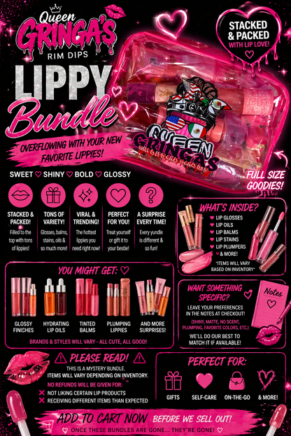 Queen Gringa’s Lippy Bundle 💖💄 | Stacked & Packed Lip Gloss + Lip Care Bag | Mystery Lip Kit