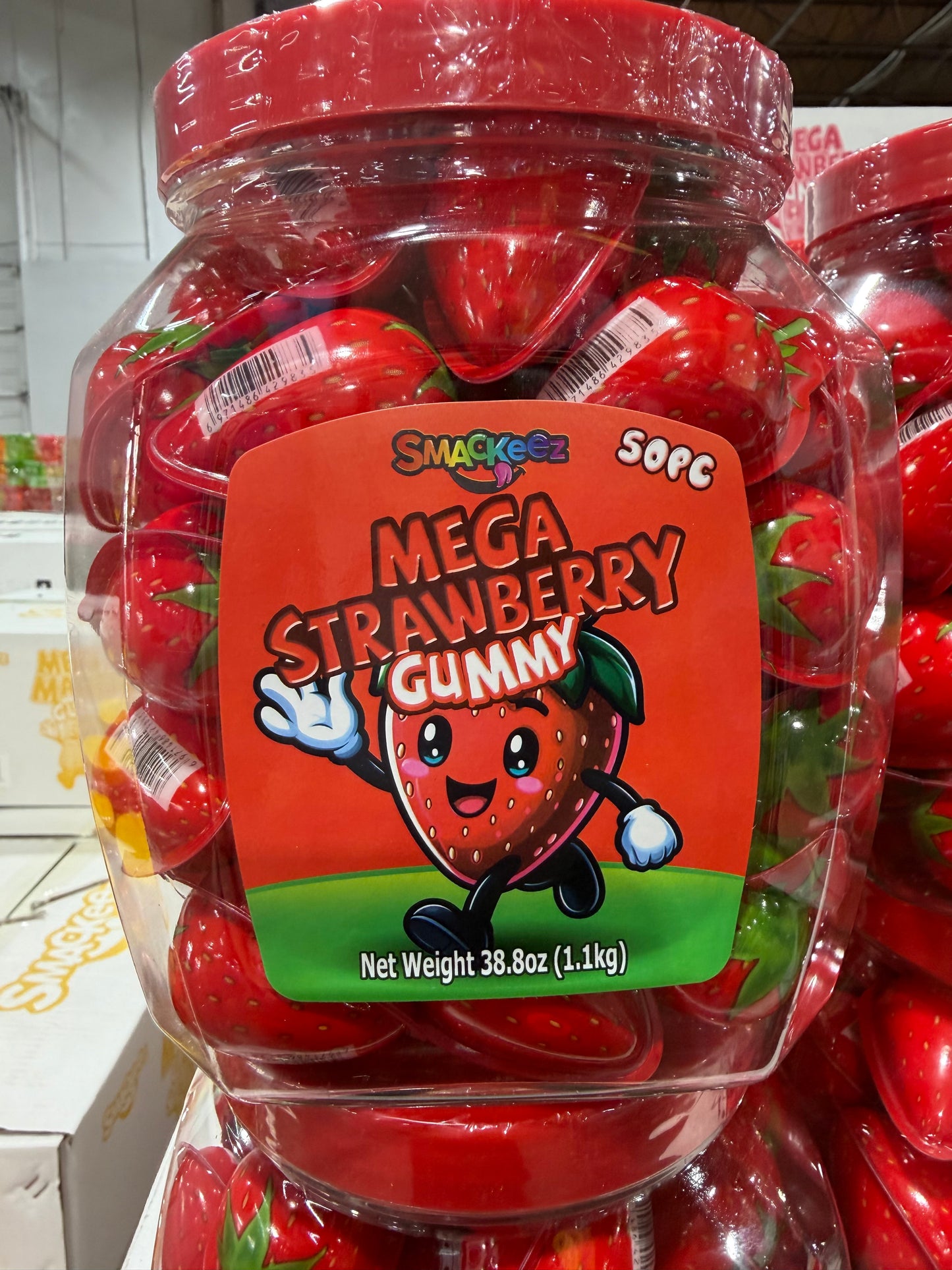 Smackeez Jell-eez MEGA Strawberry Gummy Candy – 50pcs