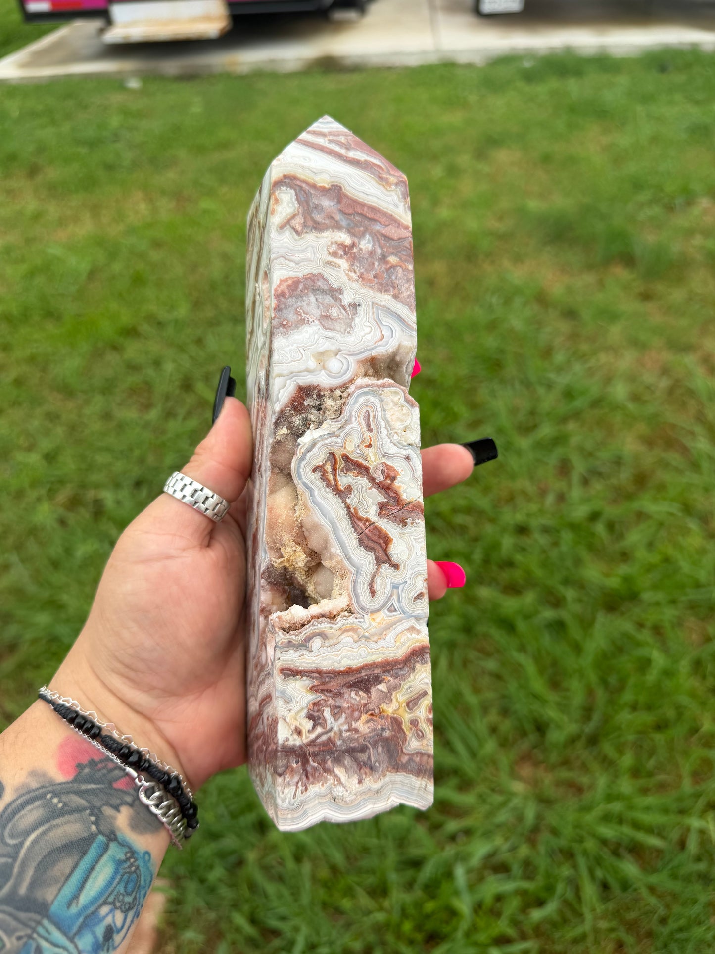 Crazy Lace Agate Statement Tower