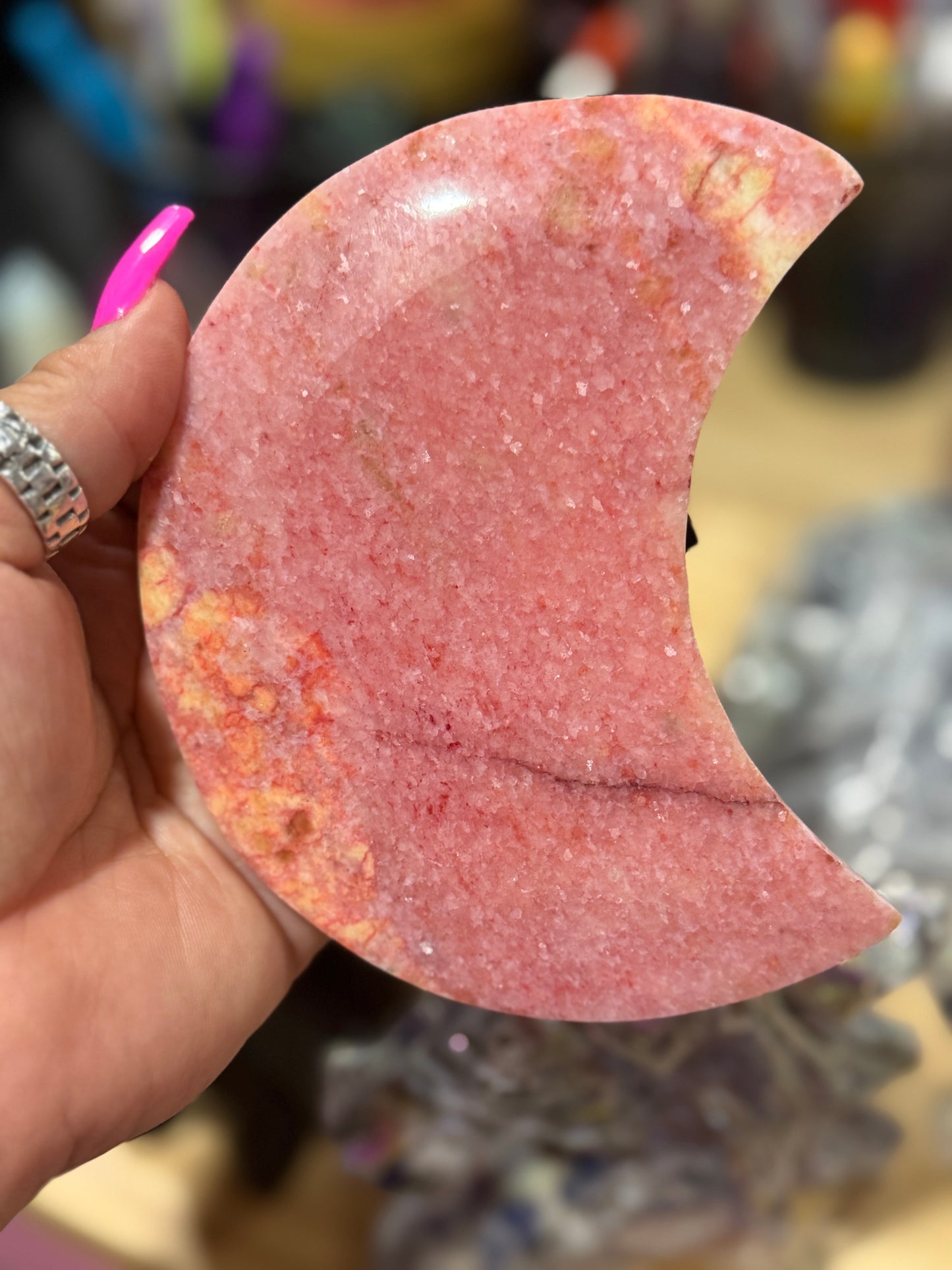 PINK RHODONITE MOON