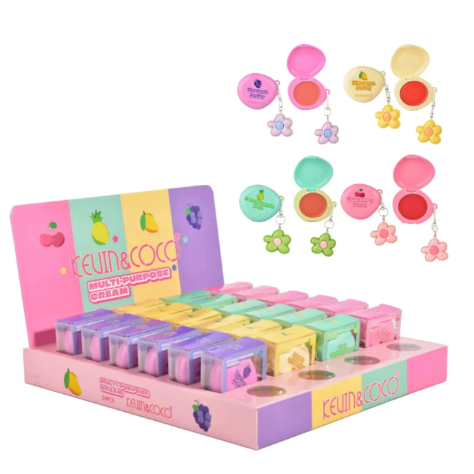 Kevin and Coco Fruit Fiesta creamy blush lip balm for lips and cheeks with sheer buildable tint