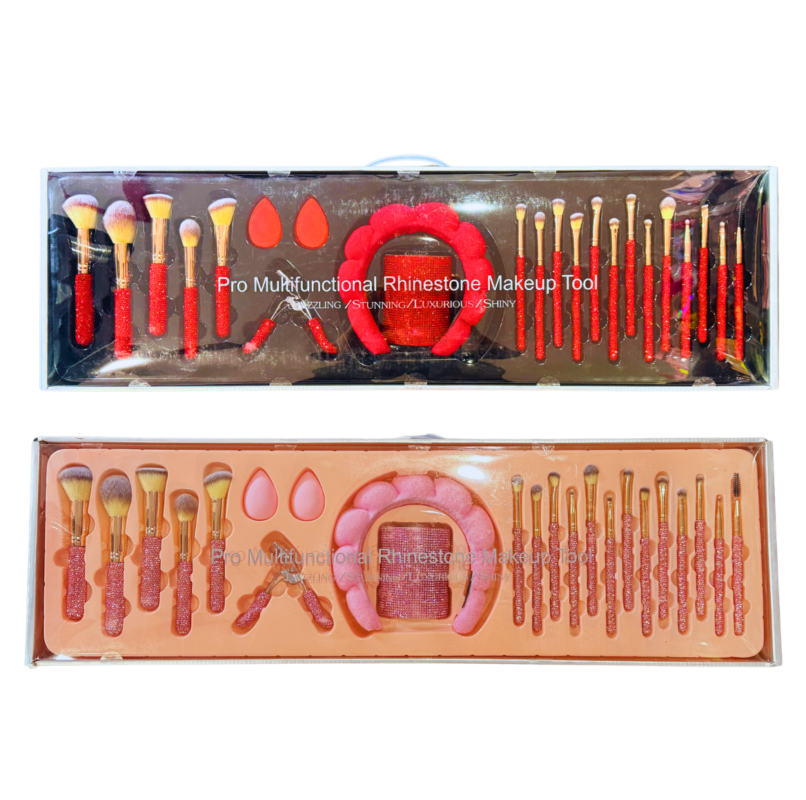 Pro Rhinestone Makeup Brush Set – 20+ Piece Glam Kit
