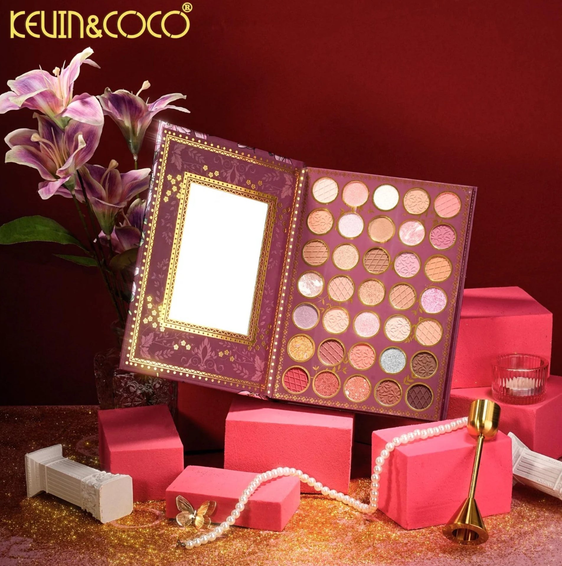 kevin &coco pink flower eyeshadow and face pallet – Gringas Rim