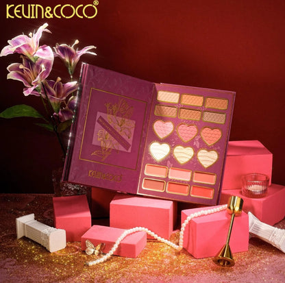 kevin &coco pink flower eyeshadow and face pallet