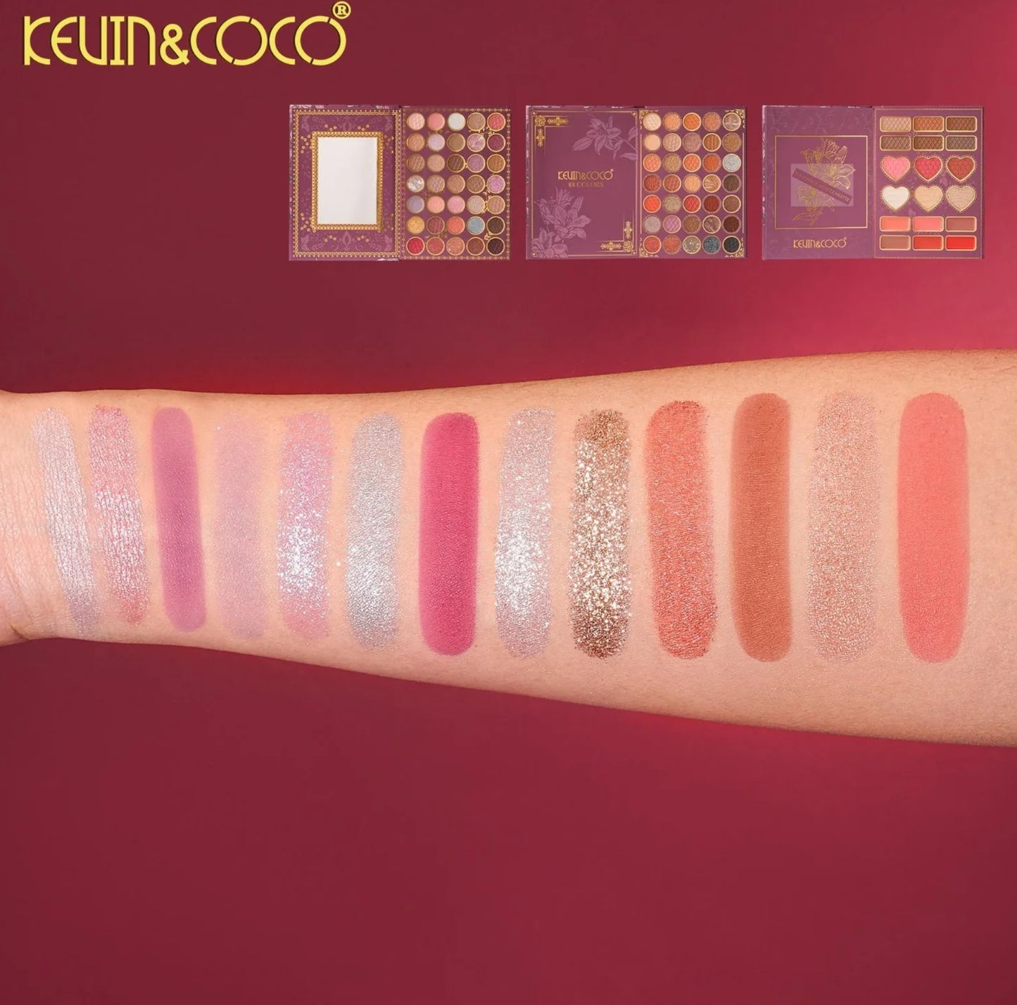 kevin &coco pink flower eyeshadow and face pallet
