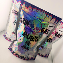 Gringas Bubs Candy – Sweet and tangy individually wrapped fruity gummies displayed in front of a holographic resealable bag. Features bold, vibrant colors and chewy texture. Perfect for gifting, snacking, or candy buffets.