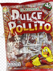 Dulce Pollito Peach, Pineapple & chamoy 40 count suckers