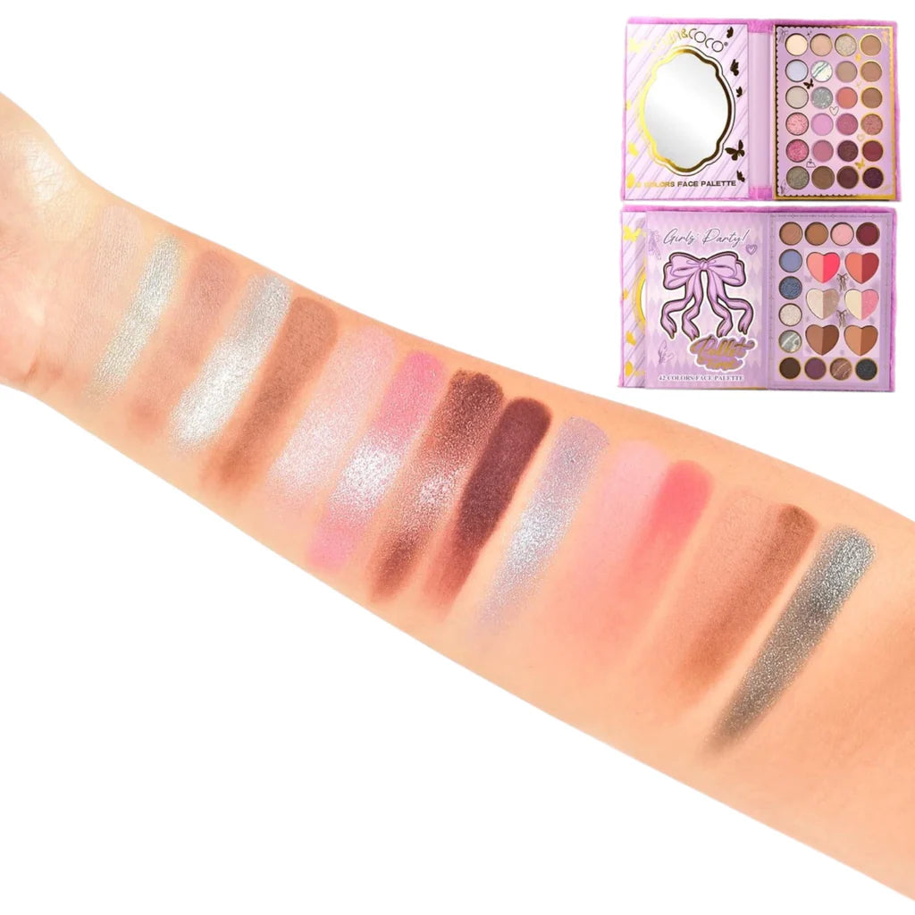 KEVIN & COCO 42-Color Face Palette – Girls Party Purple Edition