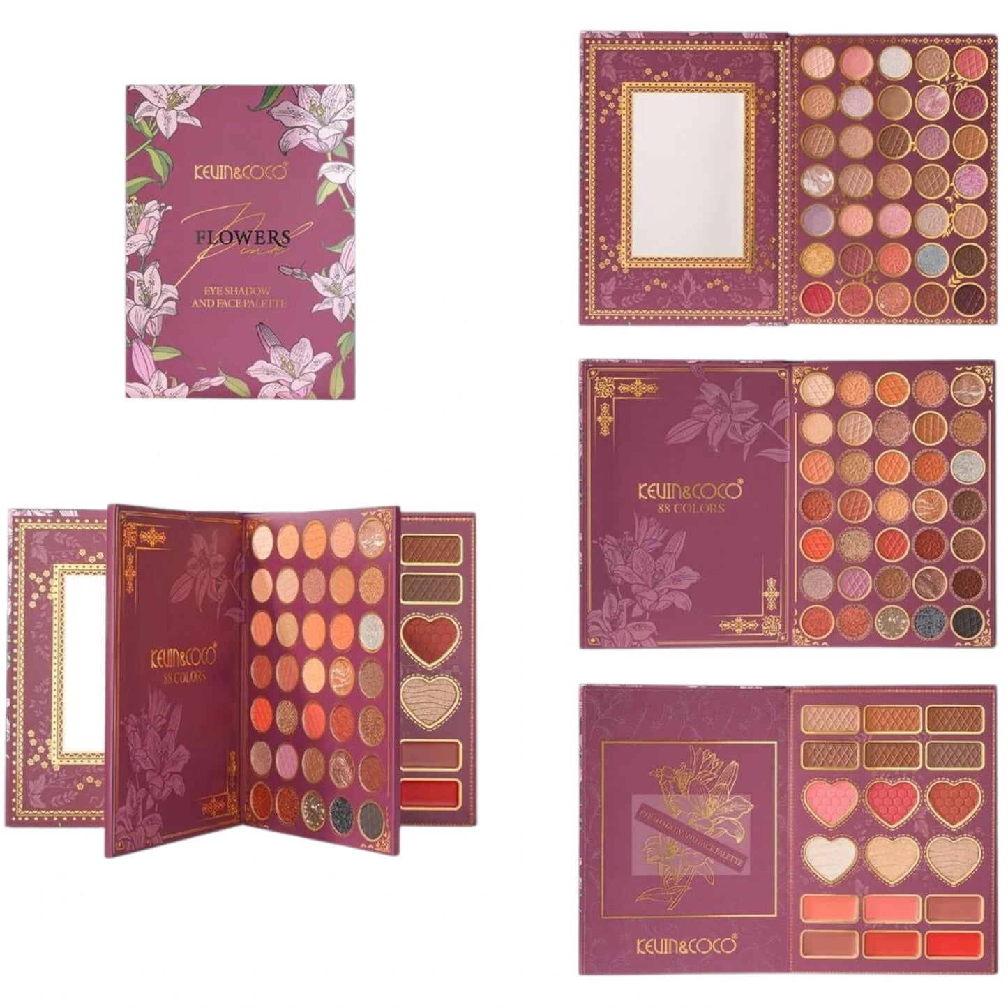 kevin &coco pink flower eyeshadow and face pallet