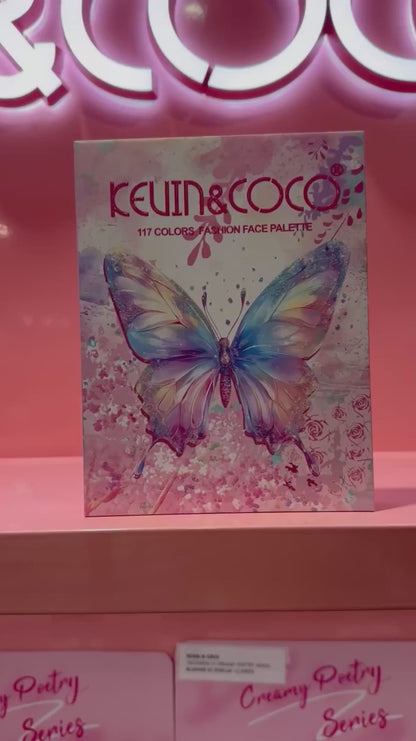 KEVIN & COCO 117-Color Fashion Face Palette – Pink Butterfly Edition